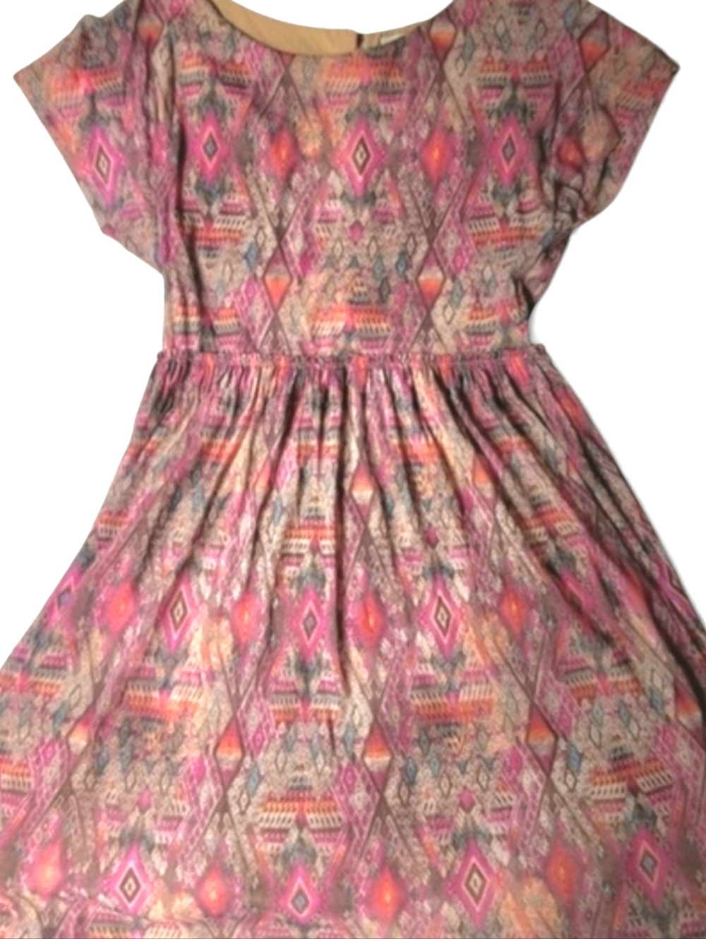 Anthropologie Weston Dress Womens Medium Pink Aztec 100% Nylon